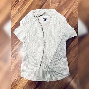 EXPRESS Cotton Waterfall Collar Open Front Short Sleeve Cardigan